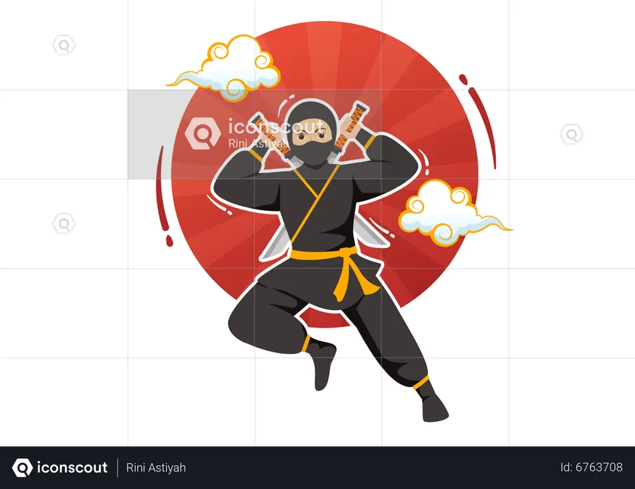 Ninja Practicing  Illustration