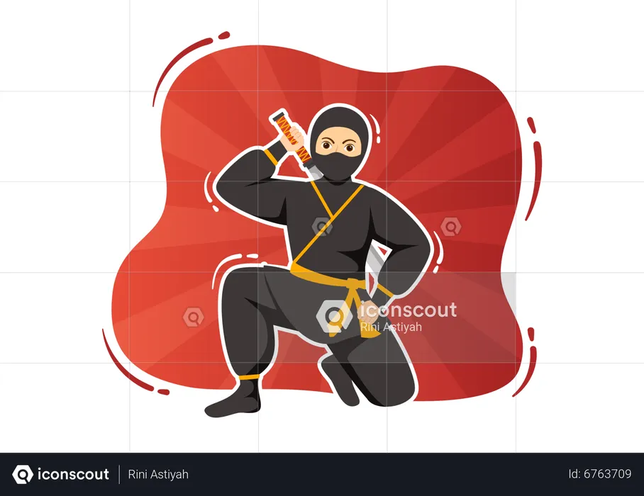 Ninja Practicing  Illustration