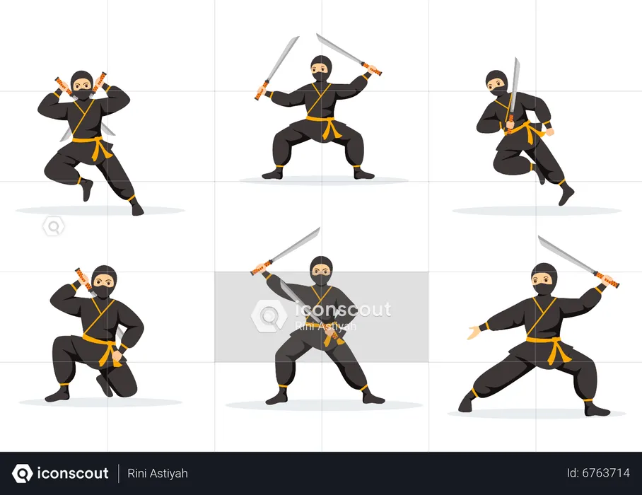 Ninja Warrior With Sword  Illustration