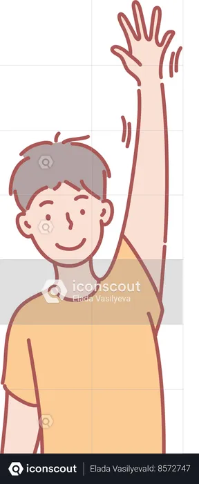 Niño saludando con la mano y saludando  Ilustración
