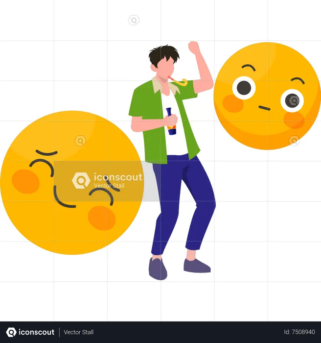 Joven celebrando emoji Emoji Ilustración