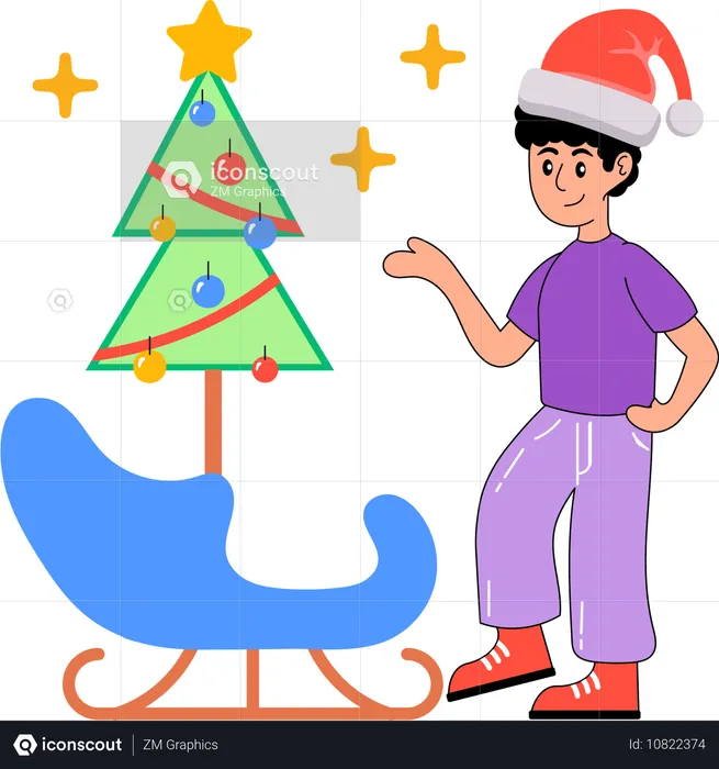 Niño celebrando la navidad  Ilustración