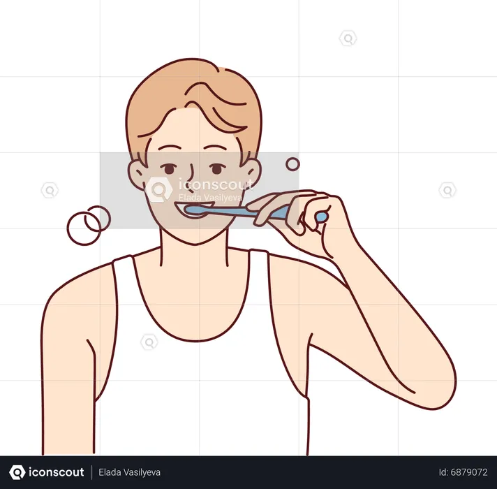 Niño cepillándose los dientes  Ilustración