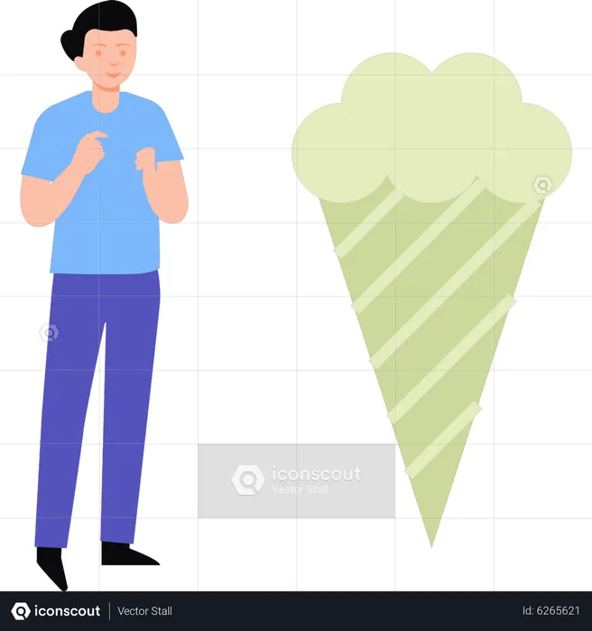 Niño comiendo cono de helado  Ilustración