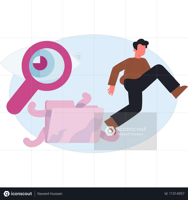 Niño corriendo cerca de una carpeta  Ilustración
