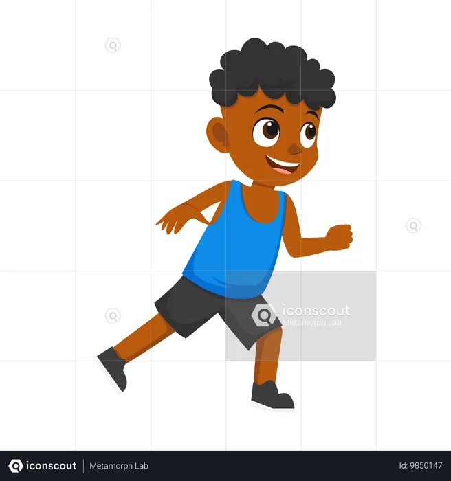 Niño corriendo detrás de algo  Ilustración