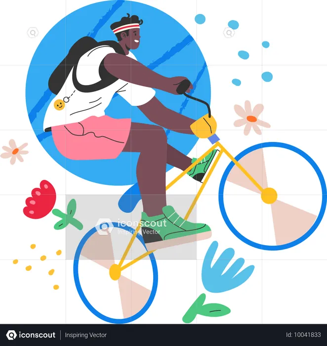 Niño disfrutando del ciclismo  Ilustración