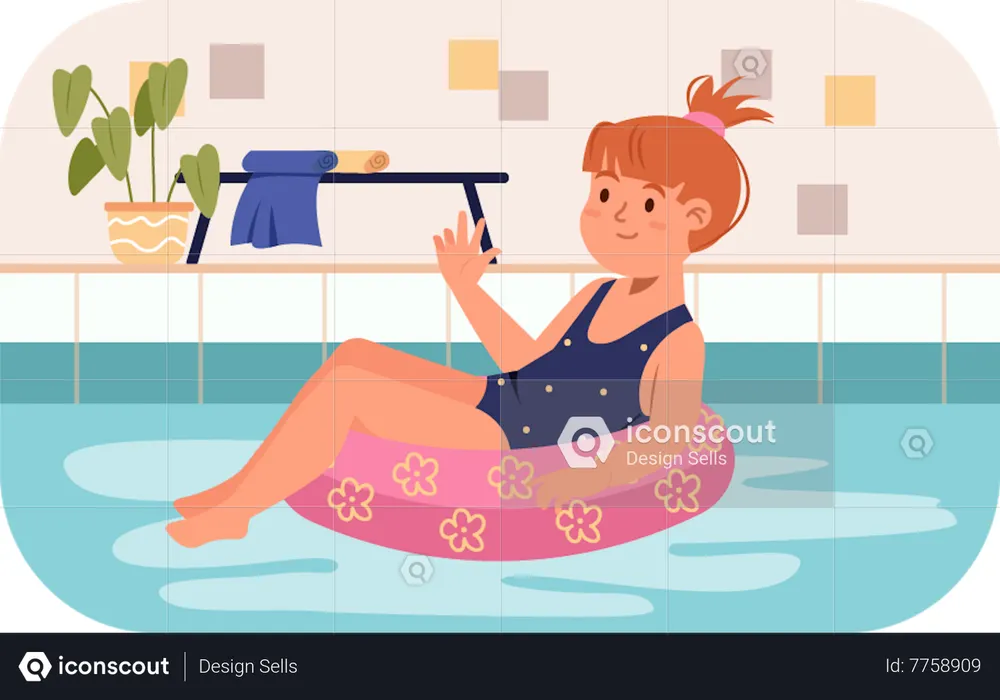Niño en la natación  Ilustración
