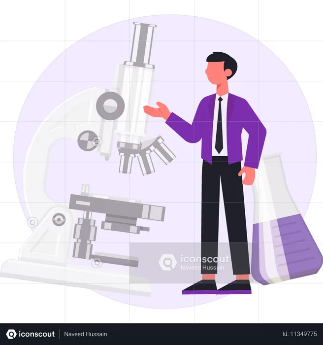 El niño está haciendo un experimento.  Ilustración