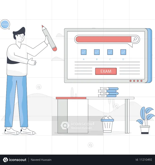 El niño está haciendo la hoja de examen  Ilustración