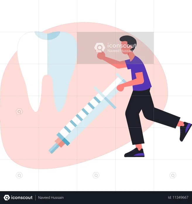 El niño está haciendo un tratamiento dental.  Ilustración