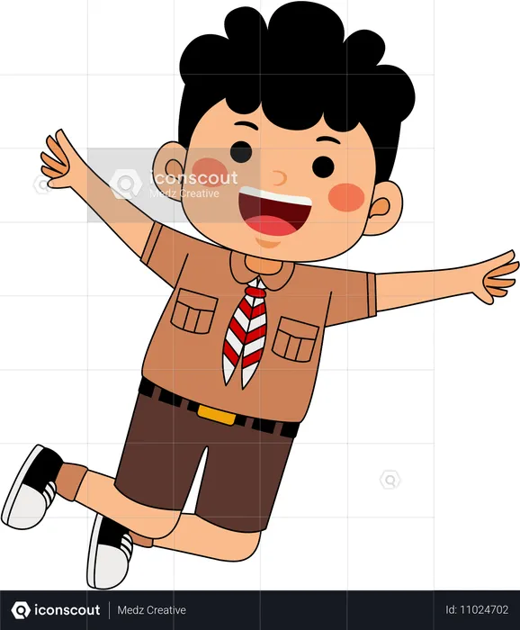 Niño explorador feliz  Ilustración