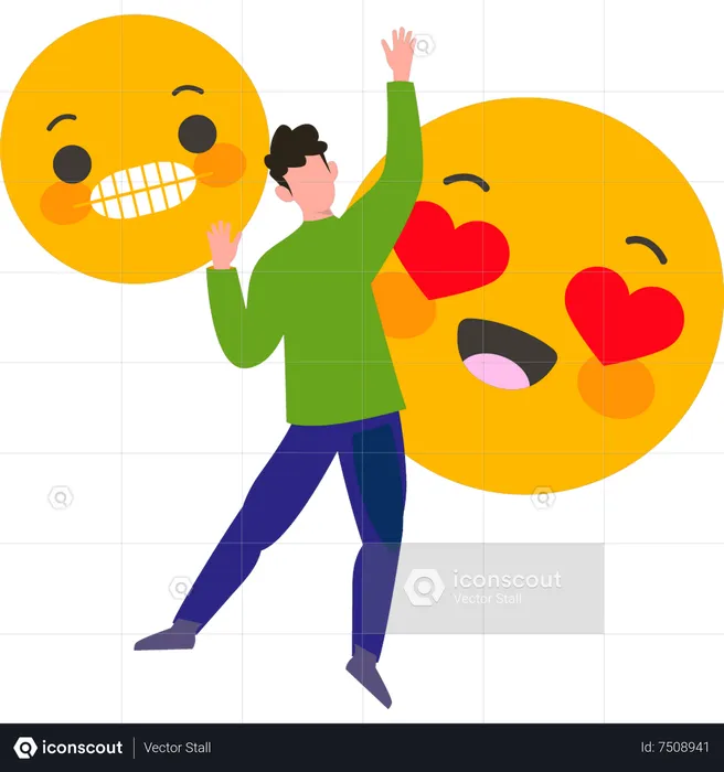 Niño feliz con emoji Emoji Ilustración