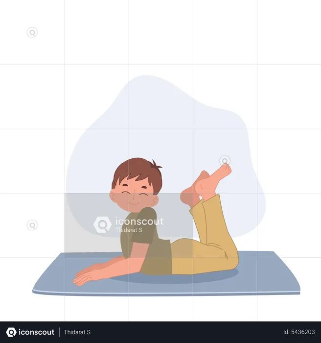 Niño haciendo la pose de Bhujangasana  Ilustración