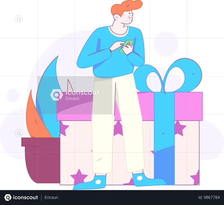 Niño haciendo compras en línea  Ilustración