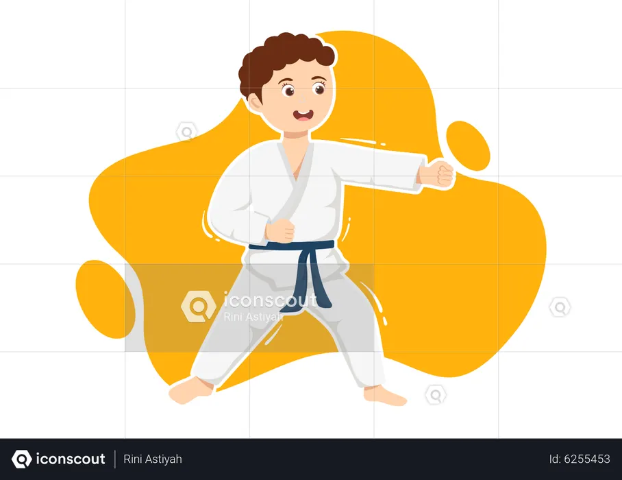 Niño haciendo karate  Ilustración