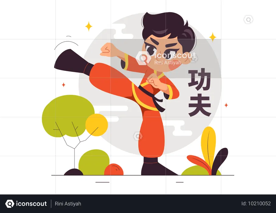 Niño haciendo Kung Fu  Ilustración