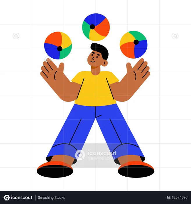 Niño haciendo malabarismos con la pelota  Ilustración