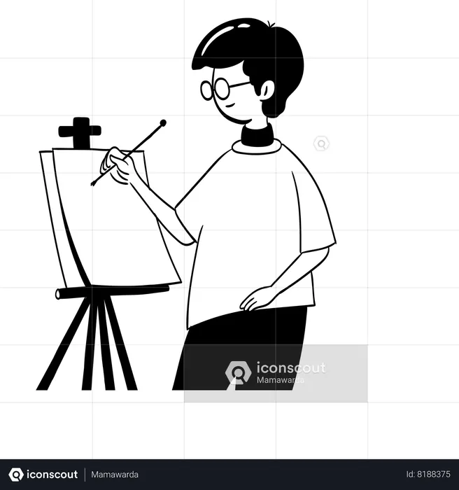 Joven haciendo pintura  Ilustración