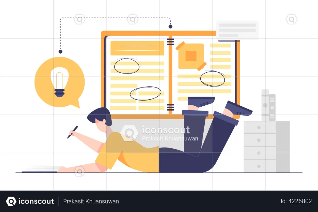 Niño haciendo la tarea  Ilustración