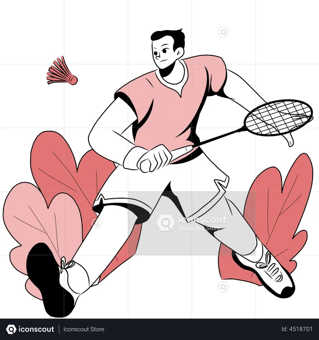 Niño jugando bádminton  Ilustración