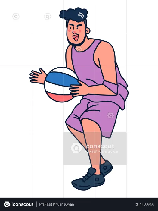 Niño jugando baloncesto  Ilustración