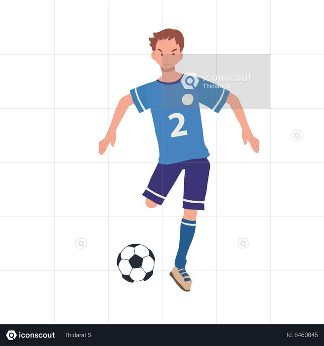 Niño jugando futbol  Ilustración