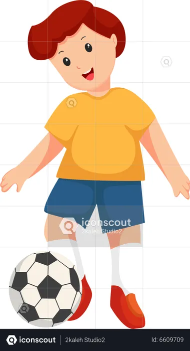 Niño jugando al fútbol  Ilustración