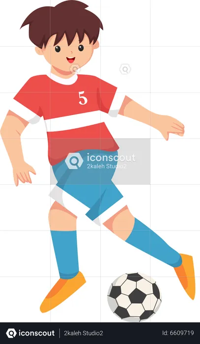 Niño jugando futbol  Ilustración