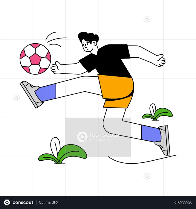 Niño jugando futbol  Ilustración
