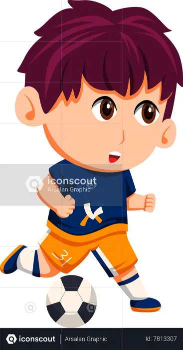 Niño jugando al fútbol  Ilustración