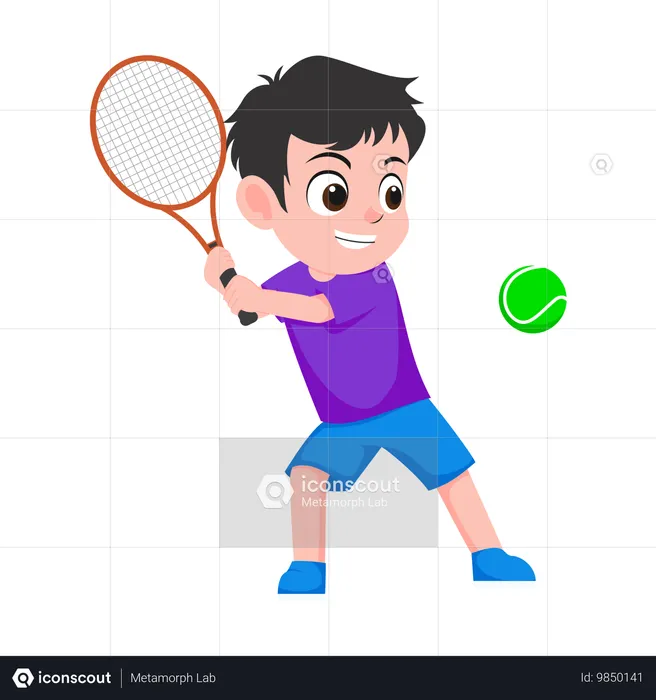 Niño jugando tenis  Ilustración