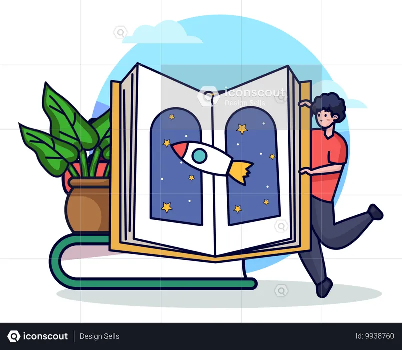 Niño leyendo el libro de los sueños  Ilustración