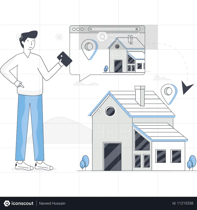 El niño está mirando el edificio del arquitecto.  Ilustración