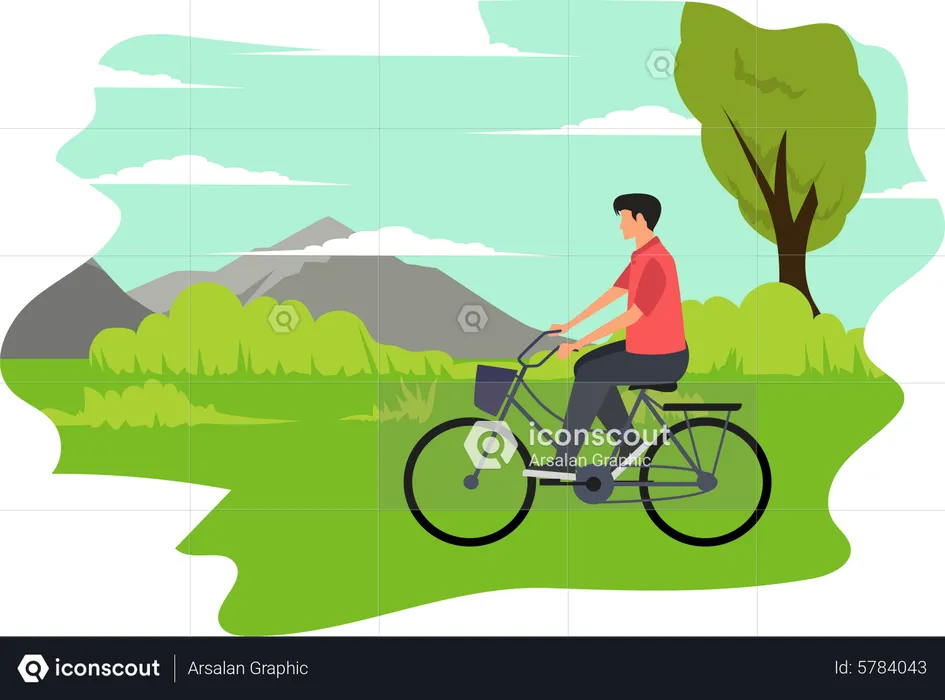 Niño montando bicicleta  Ilustración