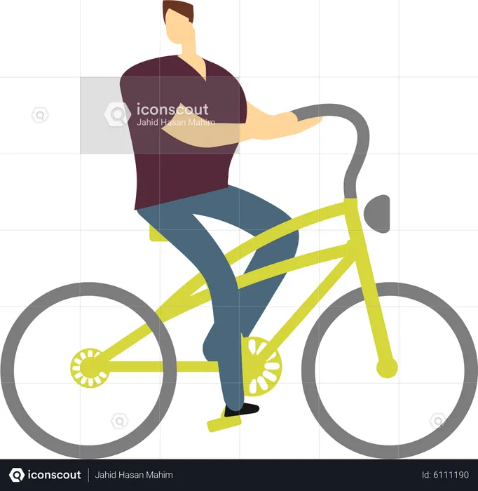 Niño montando bicicleta  Ilustración