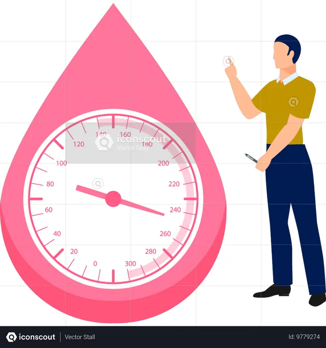 El niño notó la presión arterial.  Ilustración