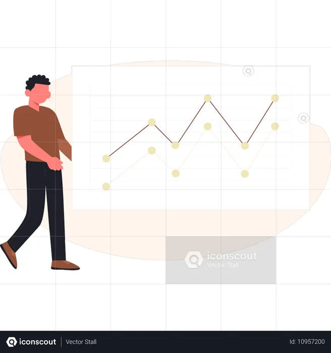 Niño presentando gráfico de inversión  Ilustración