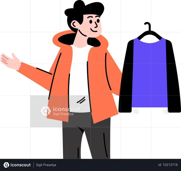 Niño probándose ropa  Ilustración