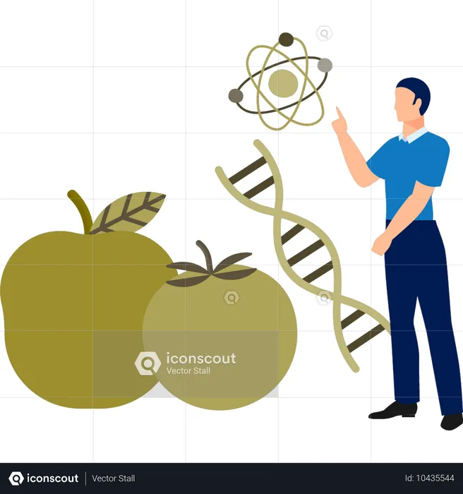 El niño representa el ADN de los alimentos  Ilustración