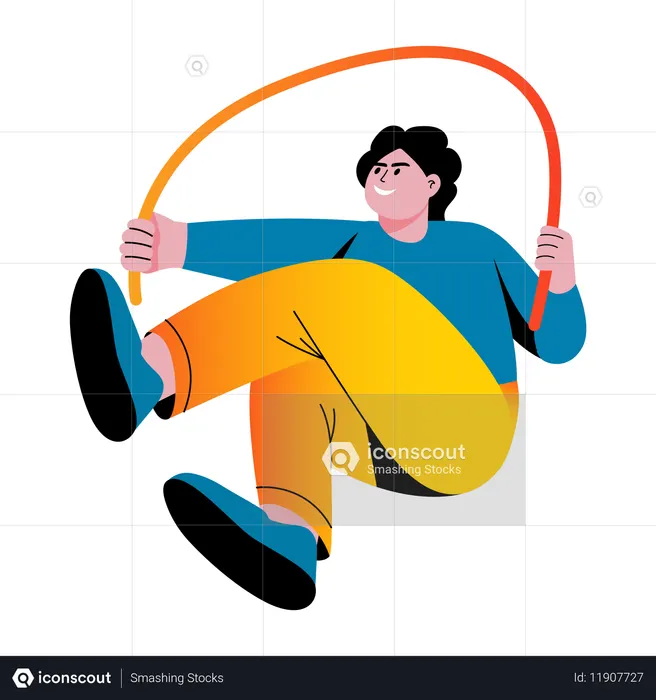 Niño haciendo salto de cuerda  Ilustración