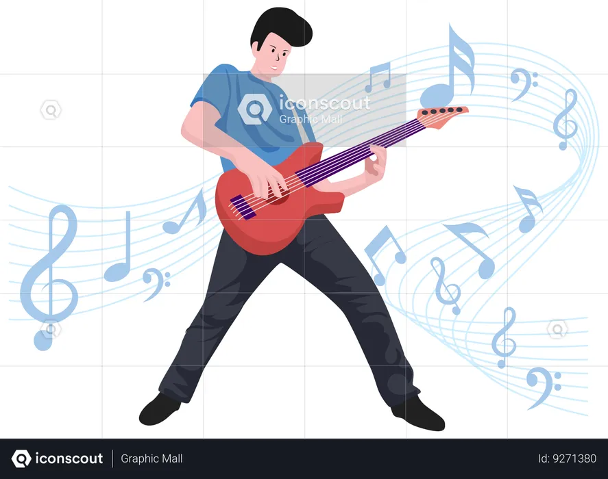 Niño tocando la guitarra  Ilustración