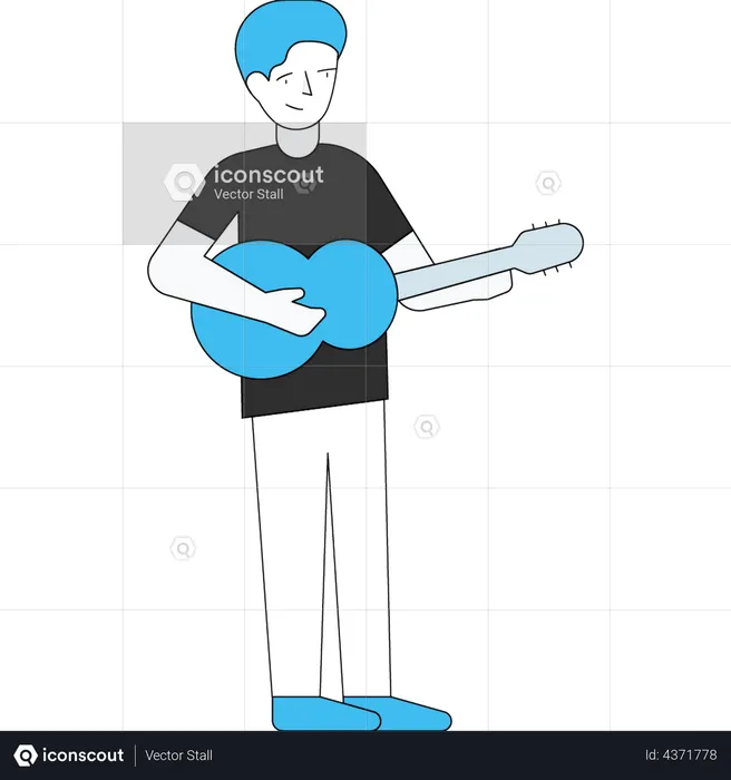 Niño tocando la guitarra  Ilustración