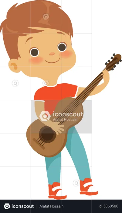 Niño tocando la guitarra  Ilustración