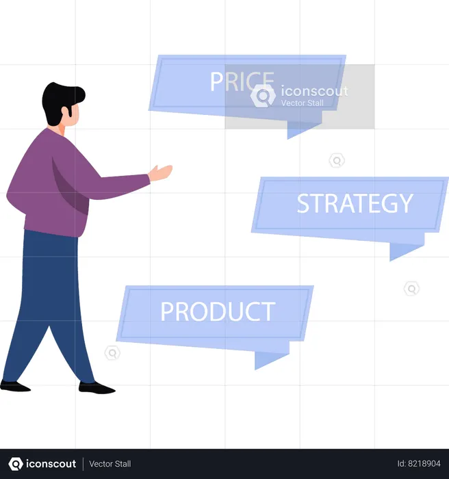 Niño trabajando en una estrategia empresarial  Ilustración