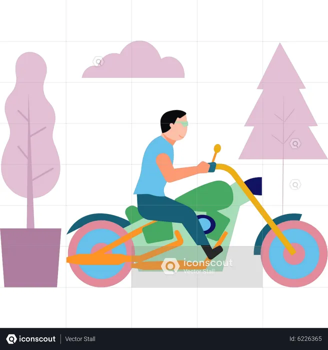 Niño viajando en motocicleta  Ilustración