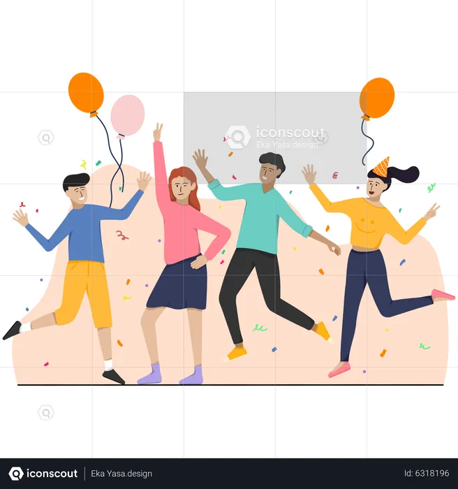 Niños celebrando fiesta de cumpleaños  Ilustración