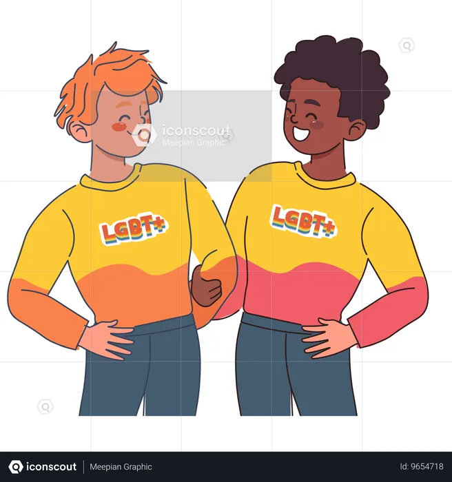 Chicos con camisetas lgbtq  Ilustración