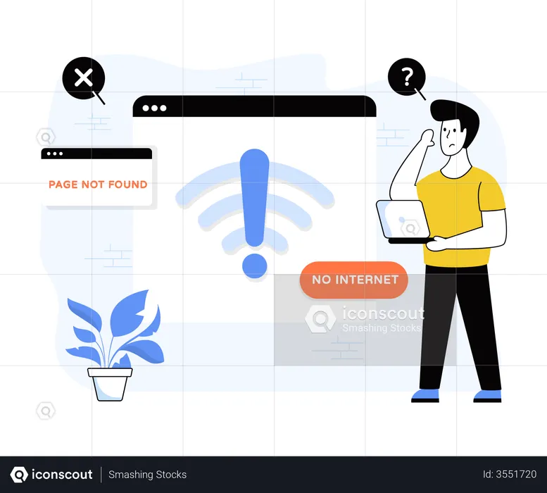 No Internet Error  Illustration