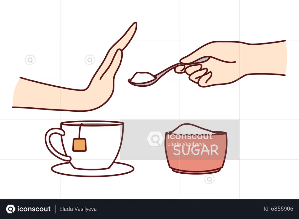 No sugar in tea  Illustration